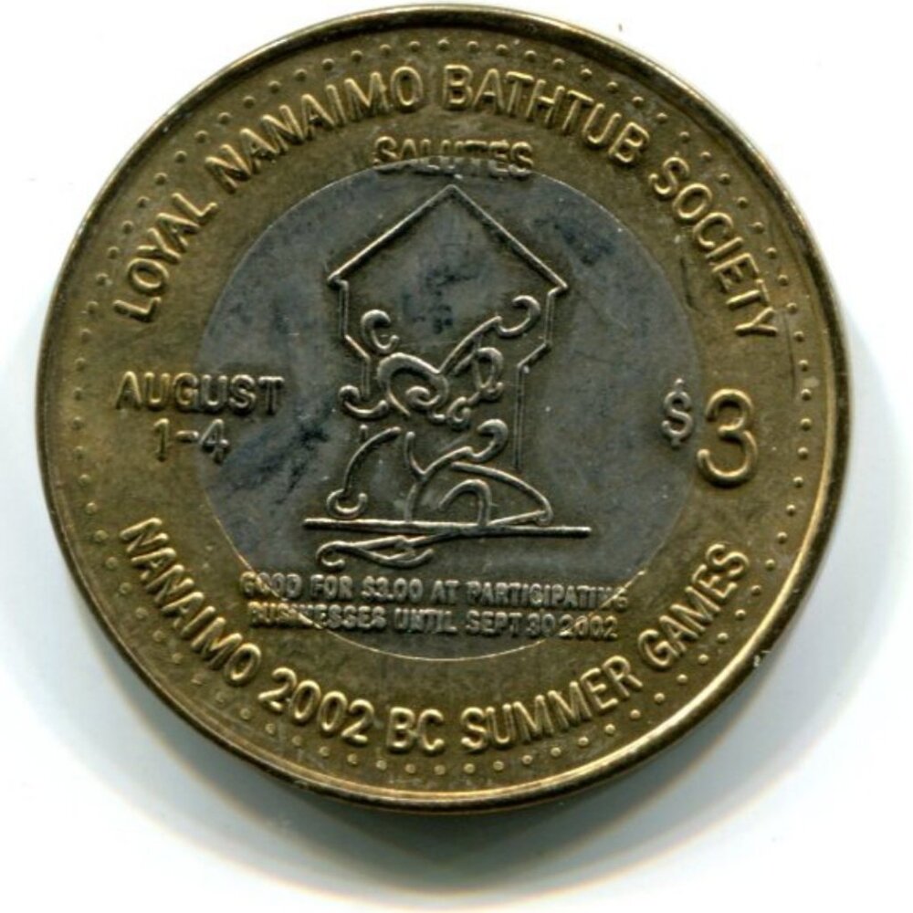 2002 Nanaimo BC Marine Festival Commemorative Bimetallic $3 Token (b860-23)